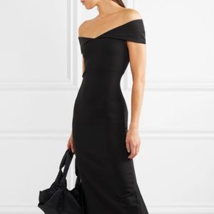 THE ROW OFF THE SHOULDER STRETCH MIDI DRESS #LBD